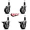 Service Caster 4'' Black Poly Wheel Swivel 1-1/4'' Expanding Stem Caster Set 2 Brakes, 4PK SCC-EX20S414-PPUB-BLK-2-PLB-2-114 - alternate 3